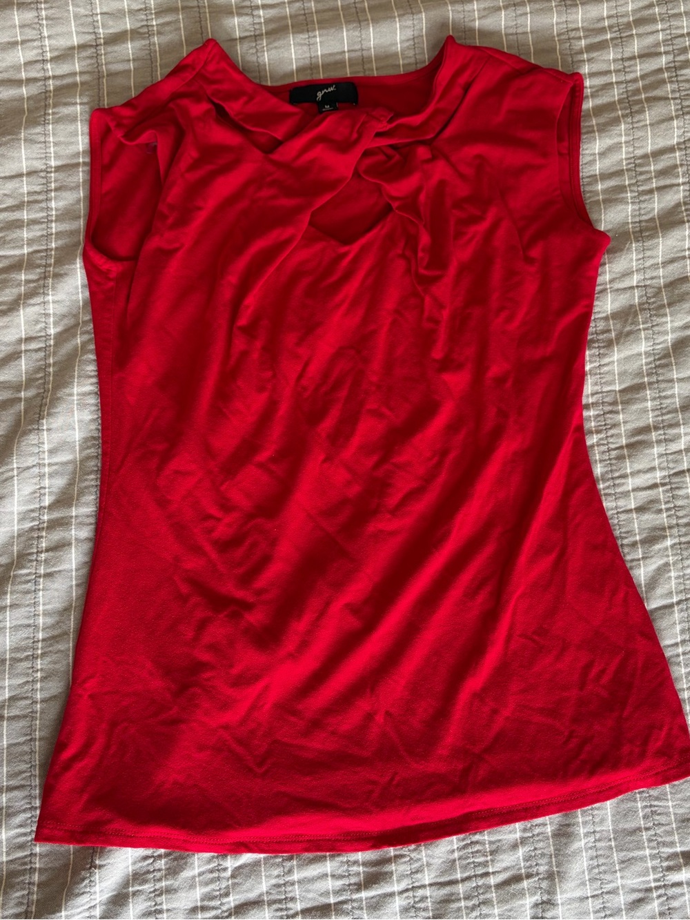 GNW Red Sleeveless Twist-Neck Tank Top